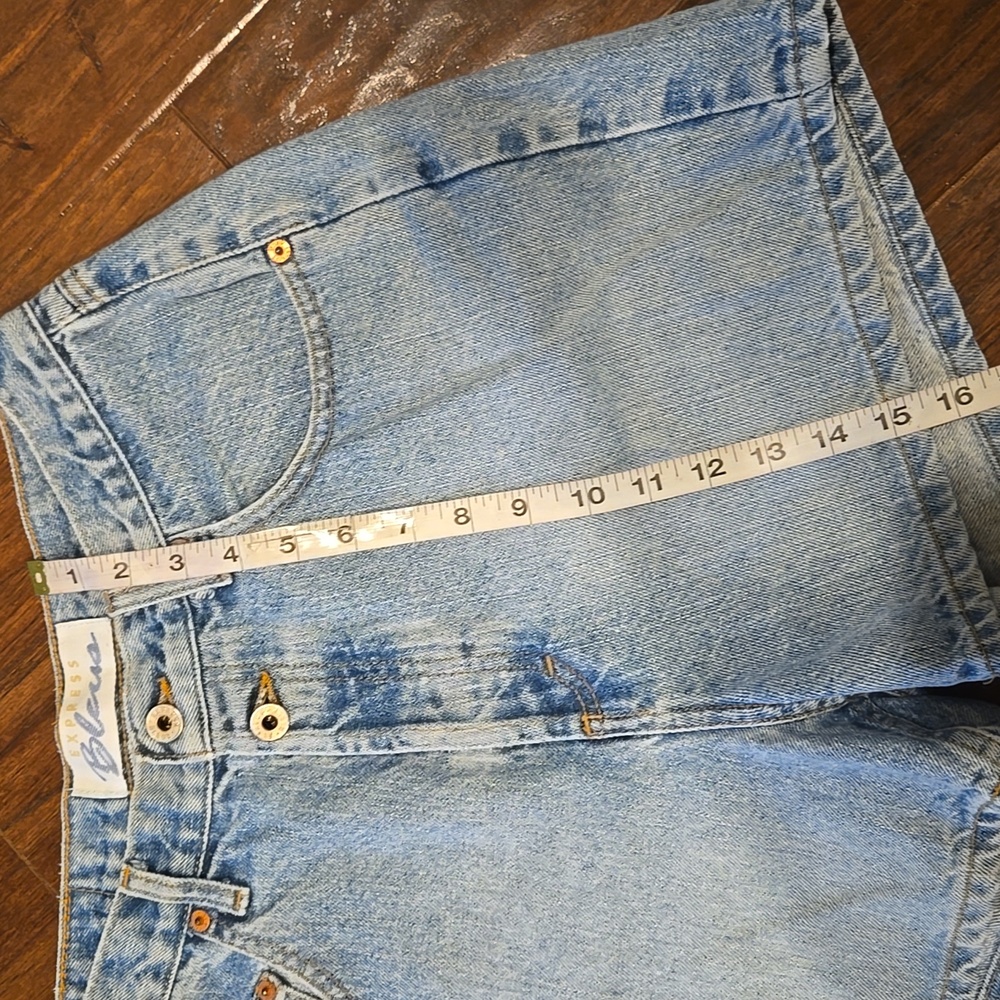 Express Bleus  Button Fly Jean Shorts Vintage Style - Picture 7 of 10